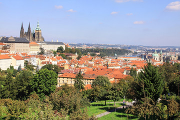 Fototapeta premium View on the summer Prague gothic Castle above River Vltava