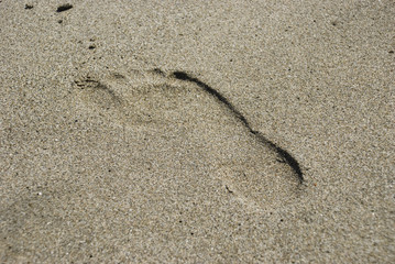 Fototapeta na wymiar fussspur im sand