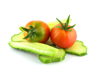 Cutted cucumber and tomatoes