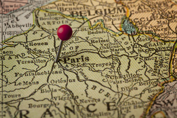 Paris and France vintage map