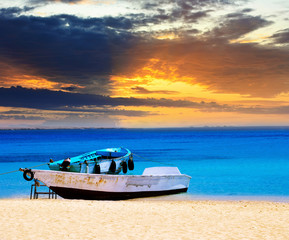 Tropical beach at sunset.