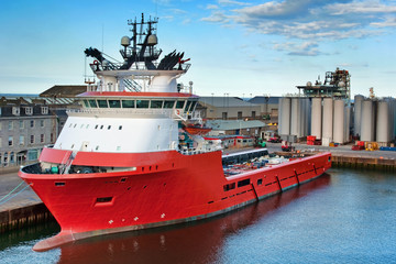 Red Ship in Port