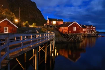 Foto op Canvas Å at night Moskenes Kommune - Lofoten Islands © Luciano P.