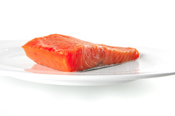 smoked salmon on white plate