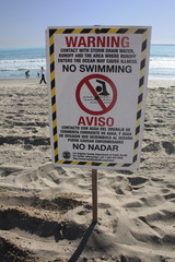 panneau d'interdiction de baignade, danger, Los Angeles