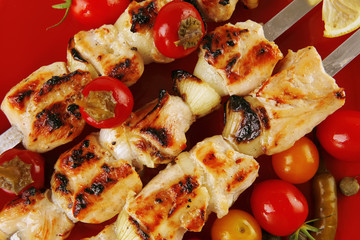 grilled pork shish kebab