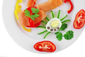 smoked salmon on white