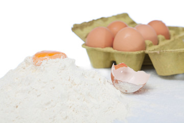 Egg yolk on sifted flour