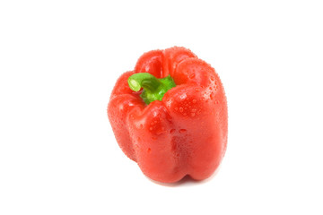 Red pepper with water drops isolated on a white background