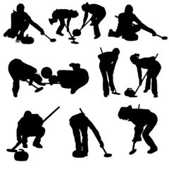Curling silhouette set