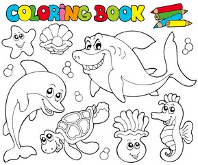 Coloring book with marine animals 2