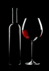 Bottle and glass of red wine
