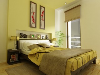 A modern bedroom interior
