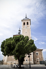Fototapeta na wymiar Church bell tower, rural landscape, Spain