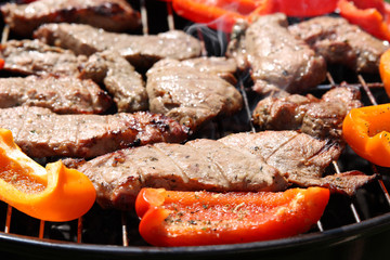 Grilling meat and vegetables, barbecue