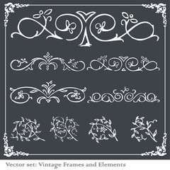 Vintage elements for frame or book cover, card