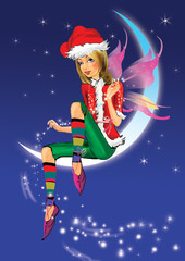 Obraz na płótnie Canvas fairy elf on the moon