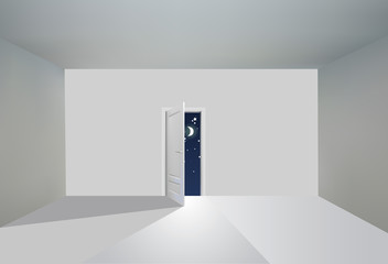Empty room with opened door