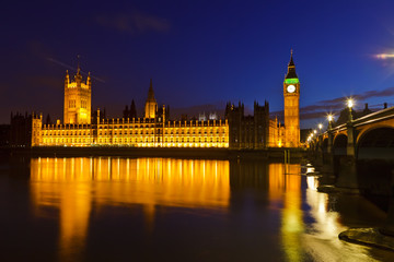 Obraz na płótnie Canvas Big Ben and Houses of Parliament at night, London, UK