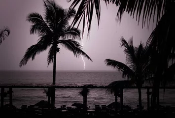 Fototapete Sturm tropical lightning thunder storm