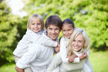 Young families with children outdoors