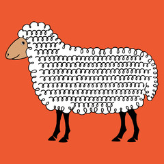 Sheep vector background hand draw cartoon
