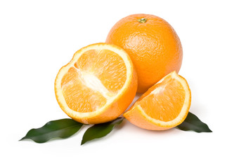 Several oranges on white background