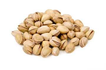 Pistachios on a white background