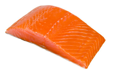 Salmon fillets on a white background