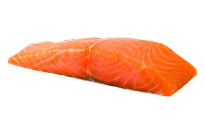 Salmon fillets on a white background