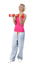 girl with dumbbell