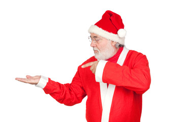 Santa Claus pointing to the outstretched palm of your hand