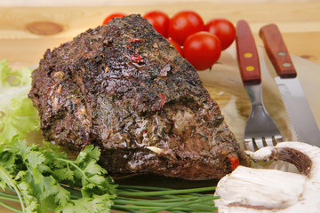 hot beef on transparent plate