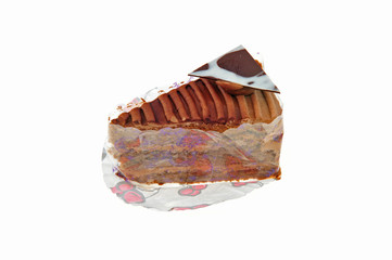 chocolate cake on white background