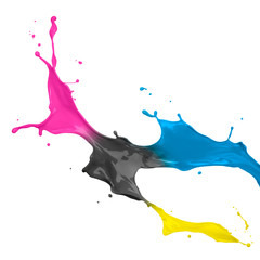 CMYK Paint Splash - obrazy, fototapety, plakaty