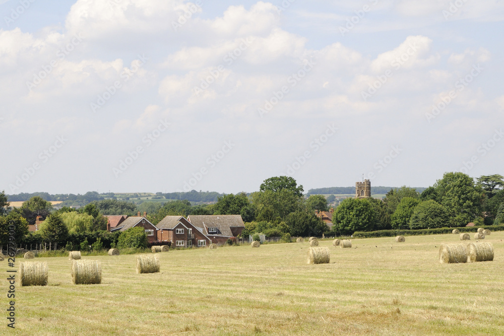 Canvas Prints hay bales in countryside area