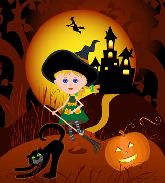 The little witch on a broom