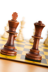 Set of chess figures on the playing board