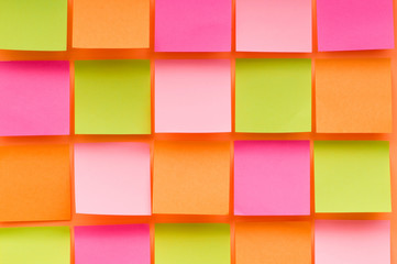 Reminder notes on the bright colorful paper