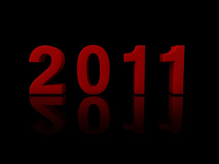 New year 2011 on black reflective background