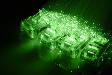 Fiber optics background with lots of light spots
