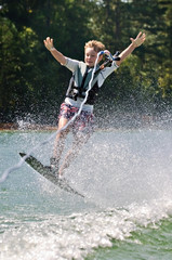 Fototapeta premium Young Boy Trick Skiing