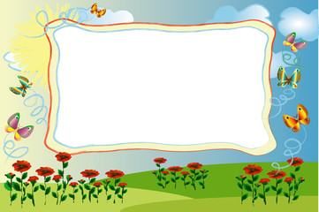 Frame :sky and poppies.