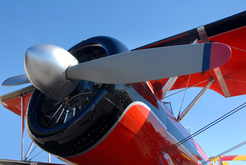 Close up of aircraft nose and propeller