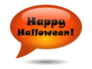 “HAPPY HALLOWEEN!” Speech Bubble Icon (Pumpkin Trick Treat Wish)