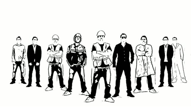 Animation noir et blanc business groupe de gens
