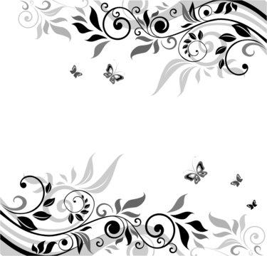 Floral banner (black and white)
