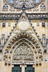 Detail of gothic St. Vitus Cathedral in Prague