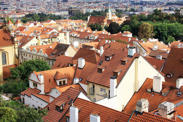 The View on autumn Prague Roofs