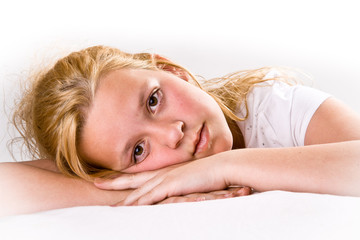 Fototapeta premium Attractive pre-teen looking at viewer